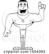 Clipart Of A Black And White Buff African American Male Lifeguard With An Idea Royalty Free Vector Illustration