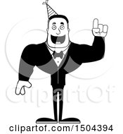 Clipart Of A Black And White Buff African American Party Man With An Idea Royalty Free Vector Illustration