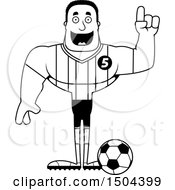 Clipart Of A Black And White Buff African American Male Soccer Player With An Idea Royalty Free Vector Illustration