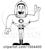 Clipart Of A Black And White Buff African American Space Man Or Astronaut With An Idea Royalty Free Vector Illustration
