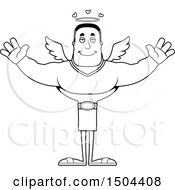 Clipart Of A Black And White Buff African American Male Angel With Open Arms Royalty Free Vector Illustration