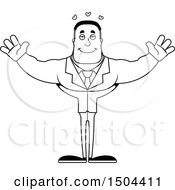 Clipart Of A Black And White Buff African American Business Man With Open Arms Royalty Free Vector Illustration