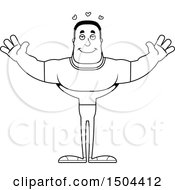 Clipart Of A Black And White Buff African American Casual Man With Open Arms Royalty Free Vector Illustration