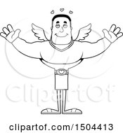 Clipart Of A Black And White Buff African American Male Cupid With Open Arms Royalty Free Vector Illustration