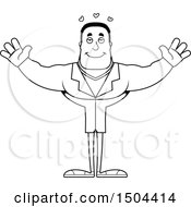 Clipart Of A Black And White Buff African American Male Doctor With Open Arms Royalty Free Vector Illustration