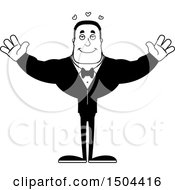 Clipart Of A Black And White Buff African American Male Groom With Open Arms Royalty Free Vector Illustration