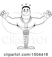 Clipart Of A Black And White Buff African American Karate Man With Open Arms Royalty Free Vector Illustration