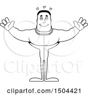 Clipart Of A Black And White Buff African American Man In Pjs With Open Arms Royalty Free Vector Illustration