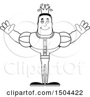 Clipart Of A Black And White Buff African American Male Prince With Open Arms Royalty Free Vector Illustration