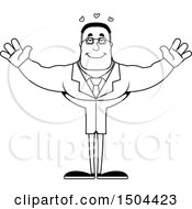 Clipart Of A Black And White Buff African American Male Scientist With Open Arms Royalty Free Vector Illustration
