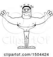 Clipart Of A Black And White Buff African American Male Snorkeler With Open Arms Royalty Free Vector Illustration