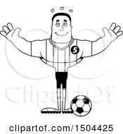 Clipart Of A Black And White Buff African American Male Soccer Player With Open Arms Royalty Free Vector Illustration
