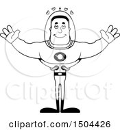 Poster, Art Print Of Black And White Buff African American Space Man Or Astronaut With Open Arms