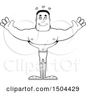 Clipart Of A Black And White Buff African American Male Swimmer With Open Arms Royalty Free Vector Illustration