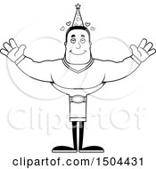 Clipart Of A Black And White Buff African American Male Wizard With Open Arms Royalty Free Vector Illustration