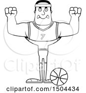 Clipart Of A Black And White Mad Buff African American Male Basketball Player Royalty Free Vector Illustration