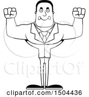 Clipart Of A Black And White Mad Buff African American Business Man Royalty Free Vector Illustration