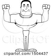 Clipart Of A Black And White Mad Buff African American Casual Man Royalty Free Vector Illustration