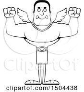 Clipart Of A Black And White Mad Buff African American Male Cupid Royalty Free Vector Illustration