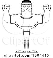 Clipart Of A Black And White Mad Buff African American Fitness Man Royalty Free Vector Illustration