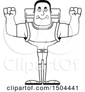 Clipart Of A Black And White Mad Buff African American Male Hiker Royalty Free Vector Illustration