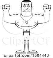 Clipart Of A Black And White Mad Buff African American Male Lifeguard Royalty Free Vector Illustration