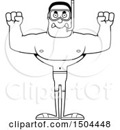Clipart Of A Black And White Mad Buff African American Male Snorkeler Royalty Free Vector Illustration
