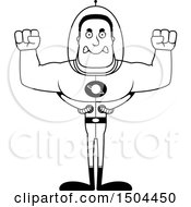 Clipart Of A Black And White Mad Buff African American Space Man Or Astronaut Royalty Free Vector Illustration