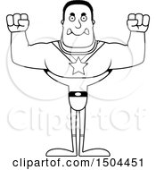 Clipart Of A Black And White Mad Buff African American Male Super Hero Royalty Free Vector Illustration