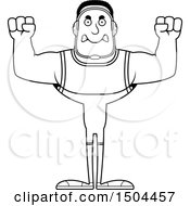 Clipart Of A Black And White Mad Buff African American Male Wrestler Royalty Free Vector Illustration