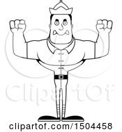 Clipart Of A Black And White Mad Buff African American Male Christmas Elf Royalty Free Vector Illustration