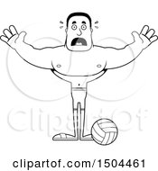 Clipart Of A Black And White Scared Buff African American Male Beach Volleyball Player Royalty Free Vector Illustration
