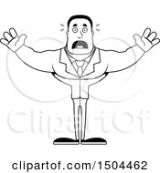 Clipart Of A Black And White Scared Buff African American Business Man Royalty Free Vector Illustration