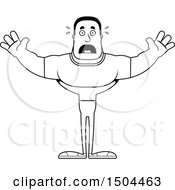 Clipart Of A Black And White Scared Buff African American Casual Man Royalty Free Vector Illustration