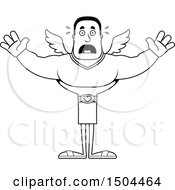 Clipart Of A Black And White Scared Buff African American Male Cupid Royalty Free Vector Illustration