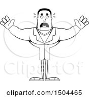Clipart Of A Black And White Scared Buff African American Male Doctor Royalty Free Vector Illustration