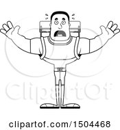 Clipart Of A Black And White Scared Buff African American Male Hiker Royalty Free Vector Illustration