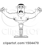 Clipart Of A Black And White Scared Buff African American Male Lifeguard Royalty Free Vector Illustration