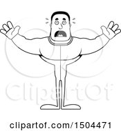 Clipart Of A Black And White Scared Buff African American Man In Pjs Royalty Free Vector Illustration