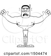 Clipart Of A Black And White Scared Buff African American Male Snorkeler Royalty Free Vector Illustration