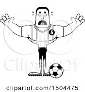 Clipart Of A Black And White Scared Buff African American Male Soccer Player Royalty Free Vector Illustration