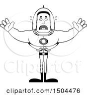 Clipart Of A Black And White Scared Buff African American Space Man Or Astronaut Royalty Free Vector Illustration