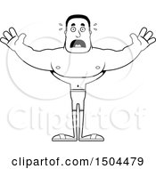 Clipart Of A Black And White Scared Buff African American Male Swimmer Royalty Free Vector Illustration