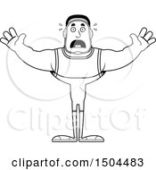 Clipart Of A Black And White Scared Buff African American Male Wrestler Royalty Free Vector Illustration