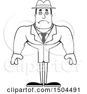 Clipart Of A Black And White Sad Buff African American Male Detective Royalty Free Vector Illustration