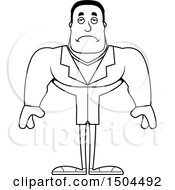 Clipart Of A Black And White Sad Buff African American Male Doctor Royalty Free Vector Illustration