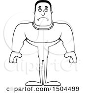 Clipart Of A Black And White Sad Buff African American Man In Pjs Royalty Free Vector Illustration