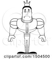 Clipart Of A Black And White Sad Buff African American Male Prince Royalty Free Vector Illustration