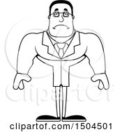 Clipart Of A Black And White Sad Buff African American Male Scientist Royalty Free Vector Illustration