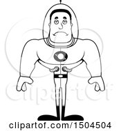 Clipart Of A Black And White Sad Buff African American Space Man Or Astronaut Royalty Free Vector Illustration